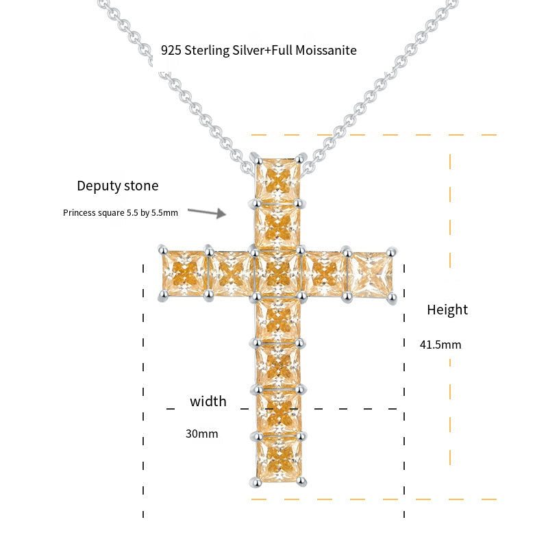 Light of Faith · Moissanite Champagne Gold Cross Necklace