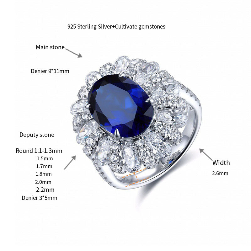 Zambia artificially cultivated simulated emerald ring silver plated 18K gold synthetic colorful treasure women's ring