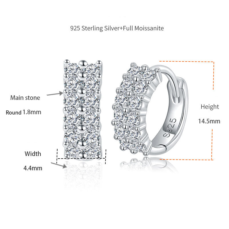 Double row moissanite earrings - timeless classic