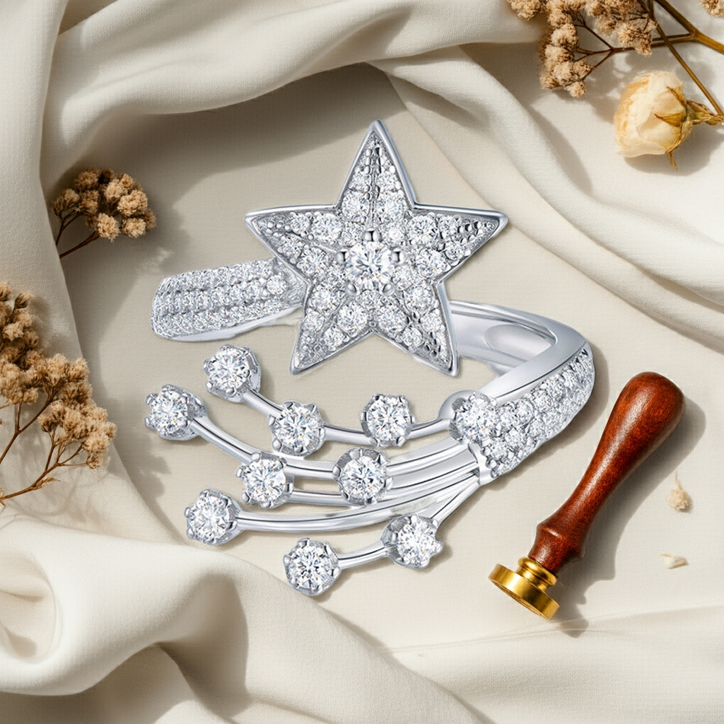 All Moissanite Star Ring