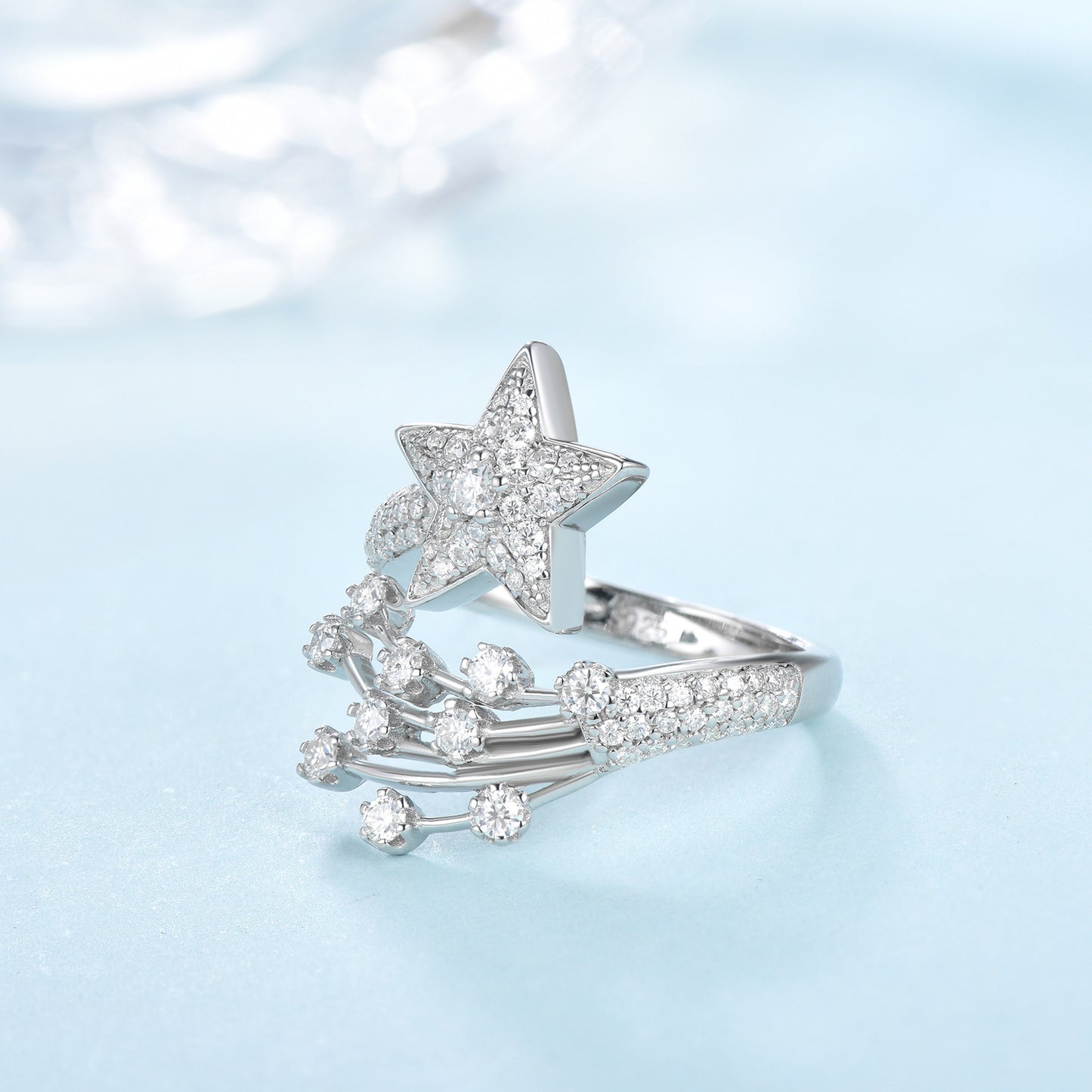 All Moissanite Star Ring