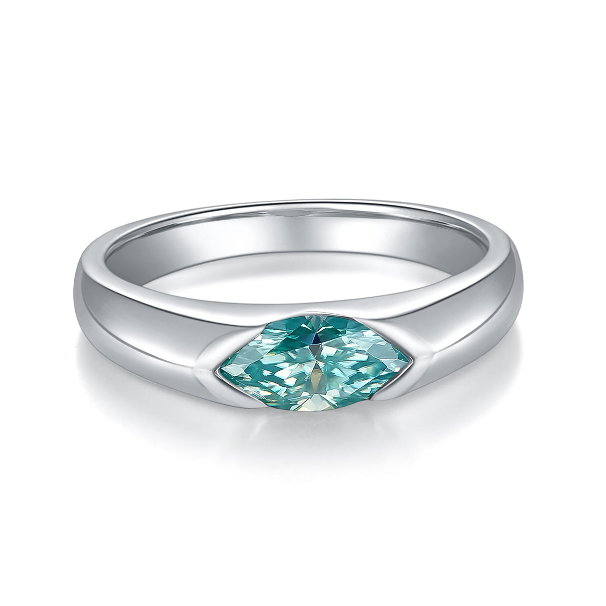 Tri color Aurora Moissanite Minimalist Ring