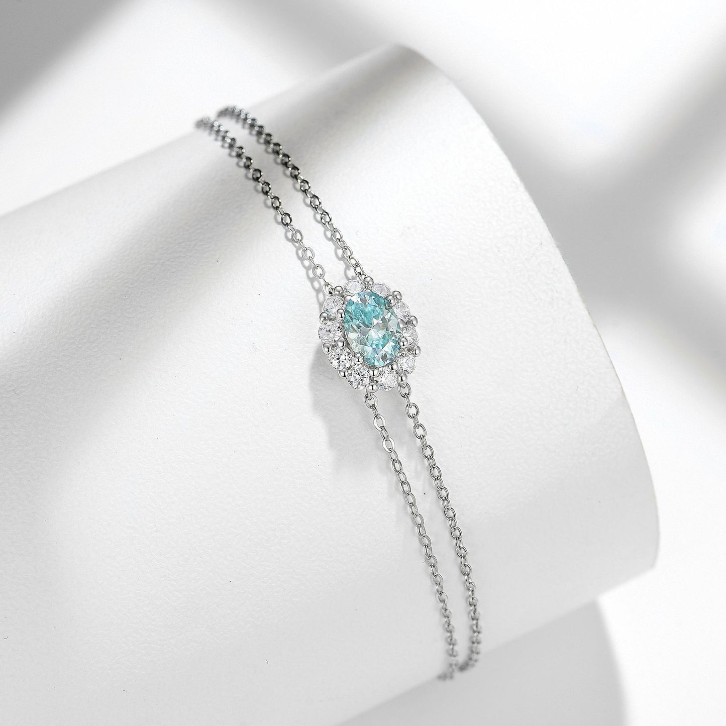 Paraiba Galaxy Double Chain Moissanite Bracelet