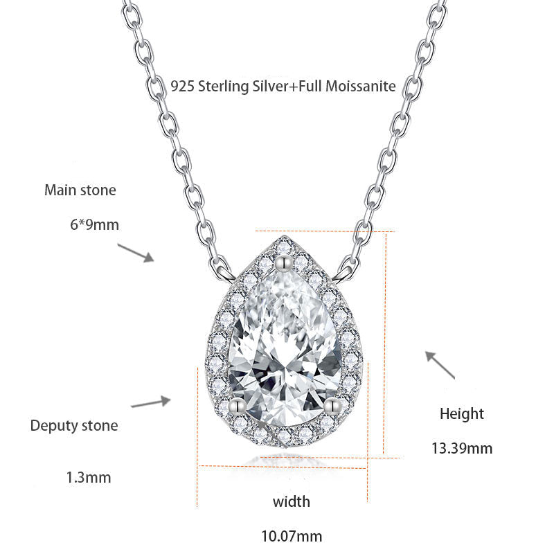 Rainbow Aurora · 2 carat pear shaped moissanite necklace