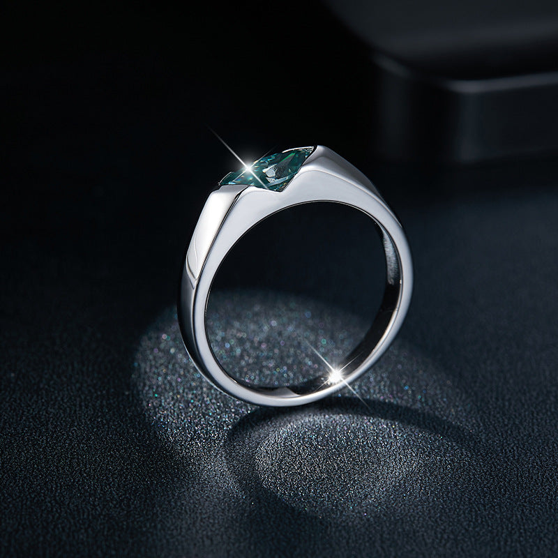 Tri color Aurora Moissanite Minimalist Ring