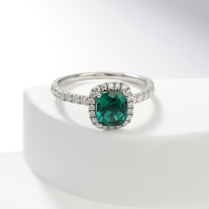 Royal Green Realm · 1.5 carat cultivated emerald Asscher shaped moissanite ring
