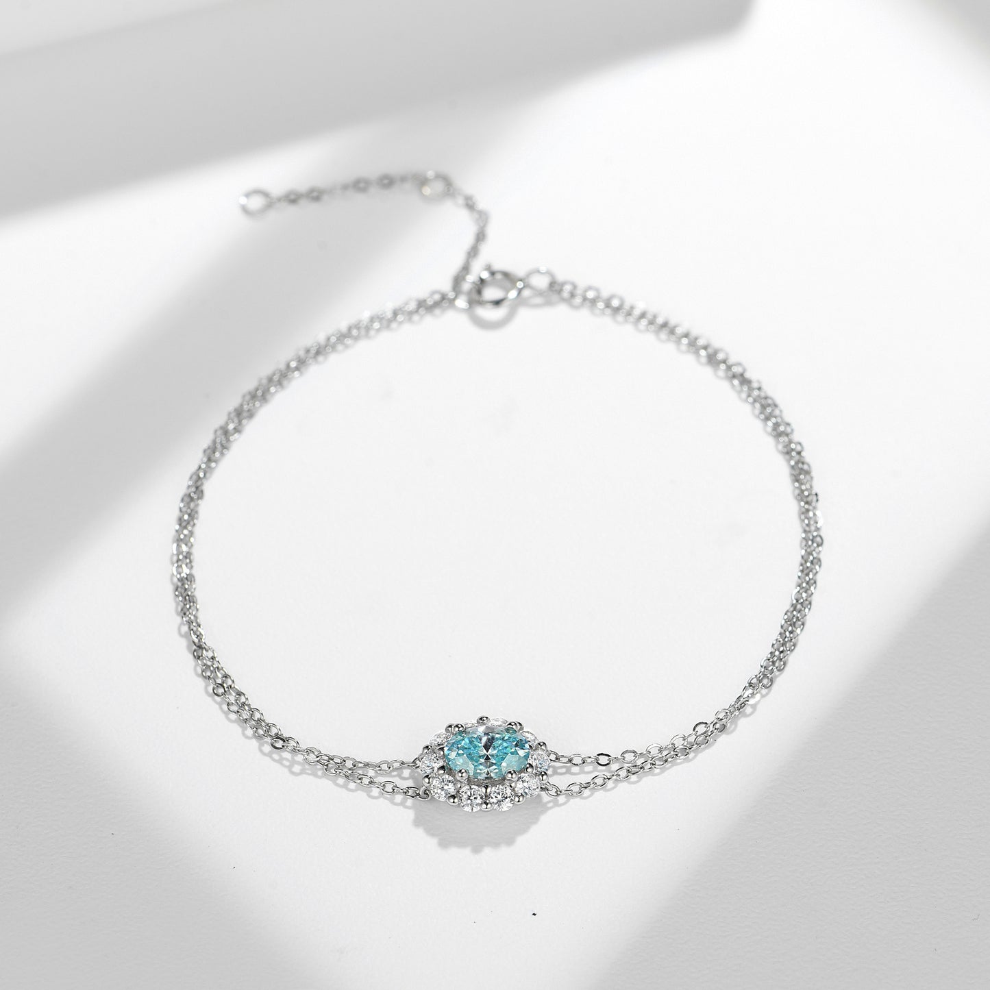 Paraiba Galaxy Double Chain Moissanite Bracelet