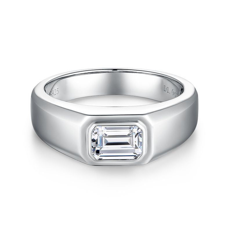 Emerald cut 5×7mm moissanite 1-carat men's engagement ring