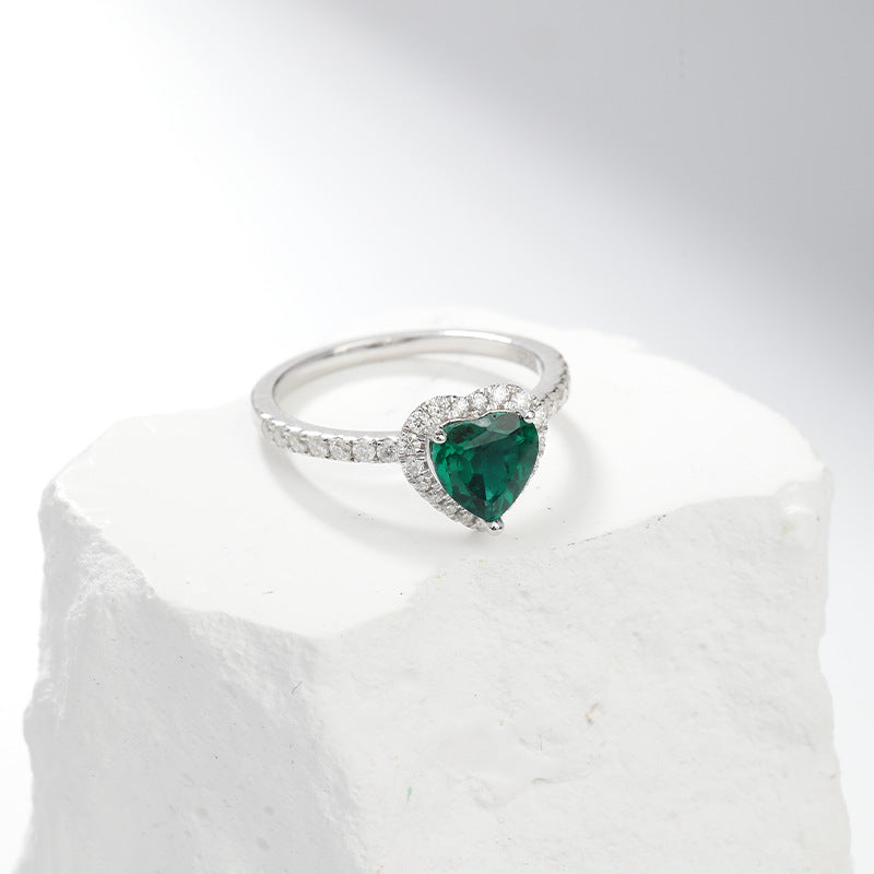 Beloved Secret Realm · 1.2 Carat cultivated emerald Heart Shaped Moissanite Ring
