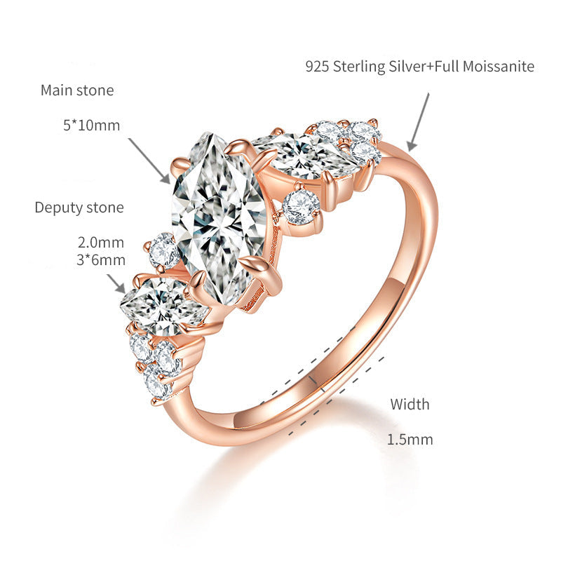 Kiss of the Milky Way · Moissanite Marquise Ring