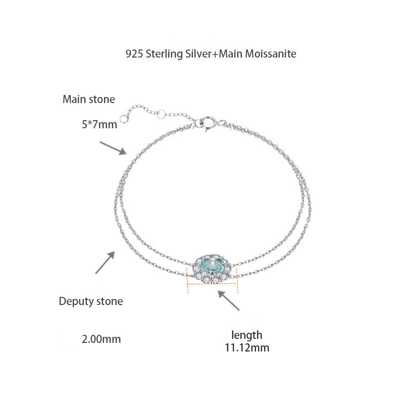 Paraiba Galaxy Double Chain Moissanite Bracelet