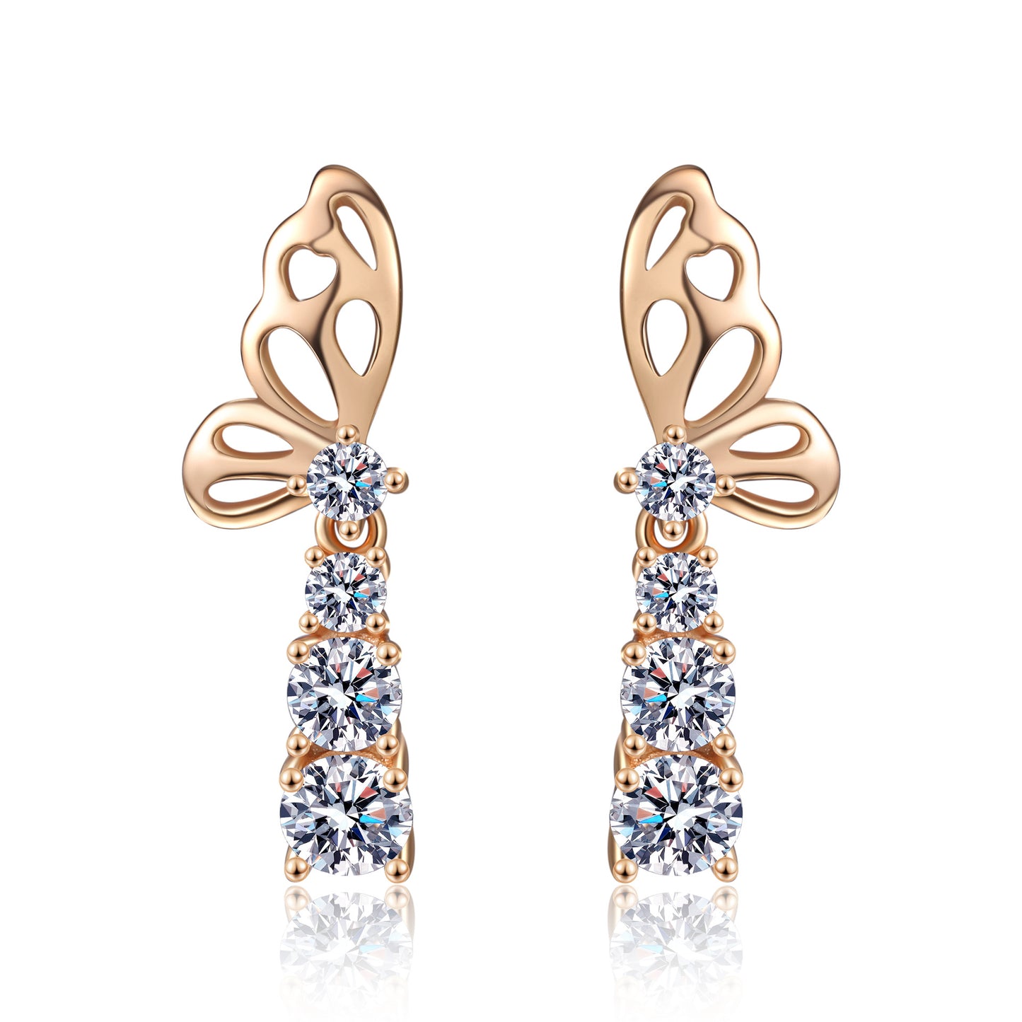 Butterfly Dance Moissanite Earrings - Elegant and Dynamic