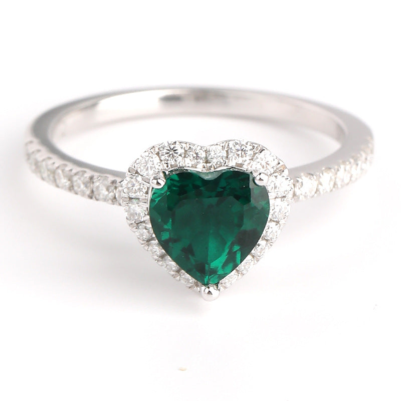 Beloved Secret Realm · 1.2 Carat cultivated emerald Heart Shaped Moissanite Ring