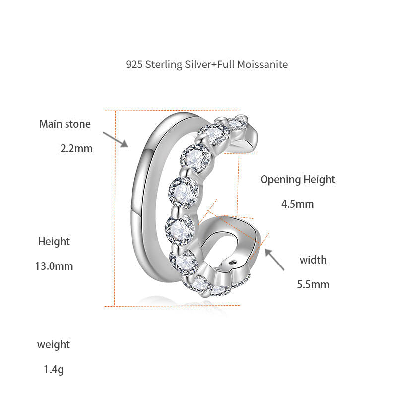 Silver plated 18K white gold ear bone clip set