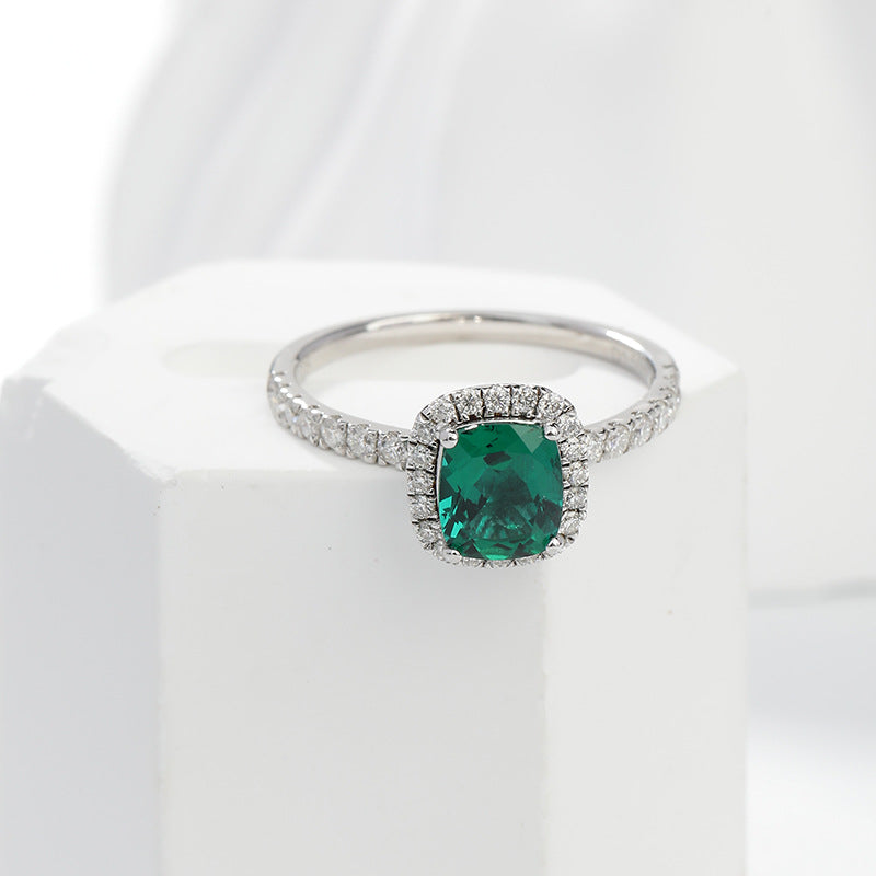 Royal Green Realm · 1.5 carat cultivated emerald Asscher shaped moissanite ring