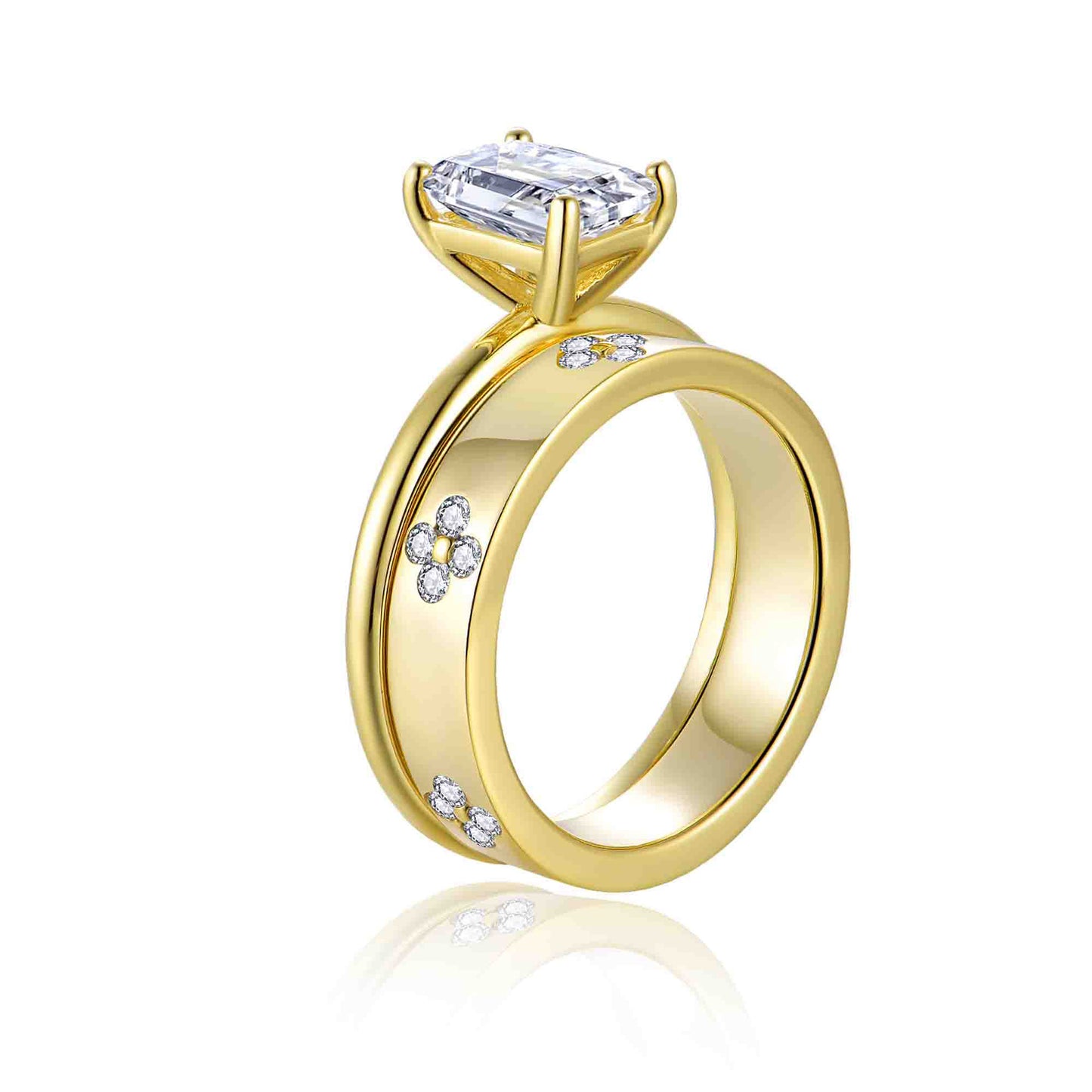 Romantic Star Fate · Full Moissanite Radiant Ring Set