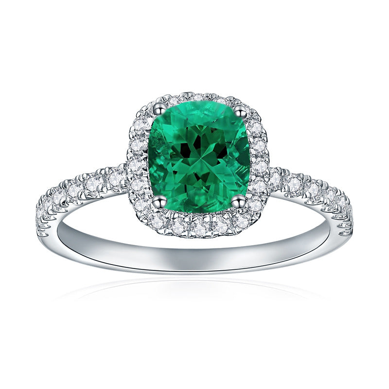 Royal Green Realm · 1.5 carat cultivated emerald Asscher shaped moissanite ring