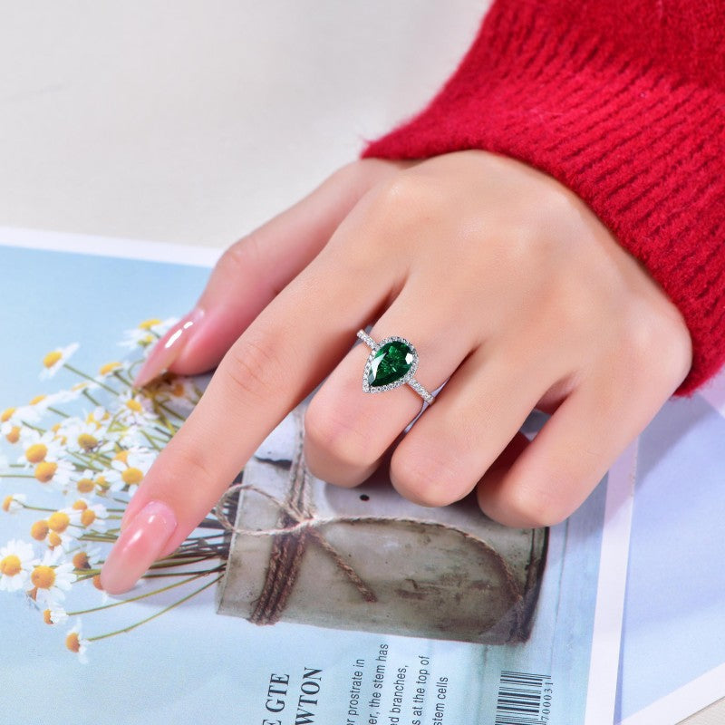 The Wizard of Oz · 3-carat pear shaped moissanite diamond ring