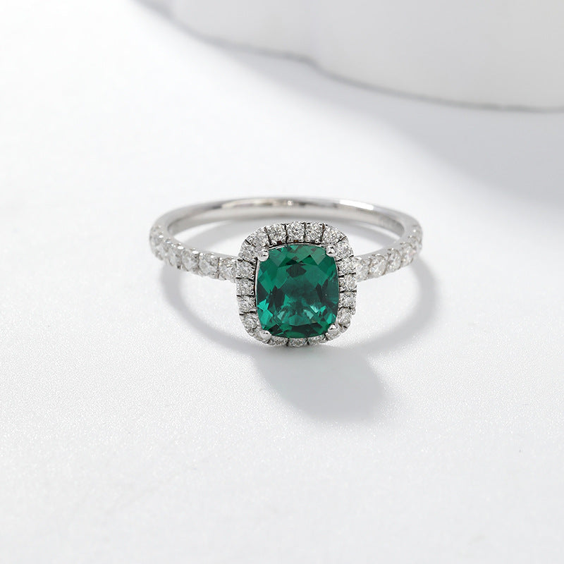 Royal Green Realm · 1.5 carat cultivated emerald Asscher shaped moissanite ring