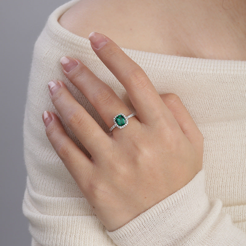 Royal Green Realm · 1.5 carat cultivated emerald Asscher shaped moissanite ring