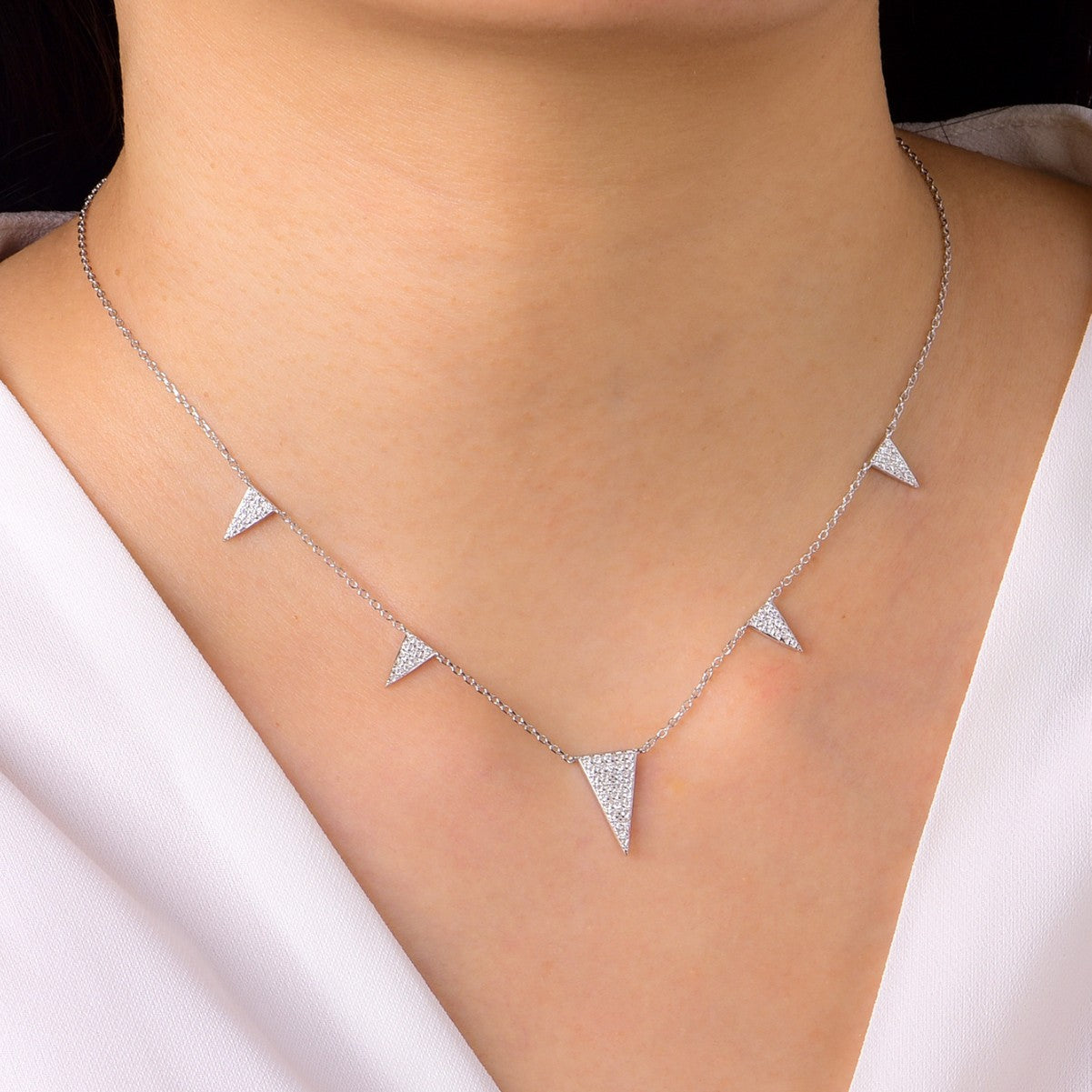 Silver plated platinum moissanite necklace geometric necklace