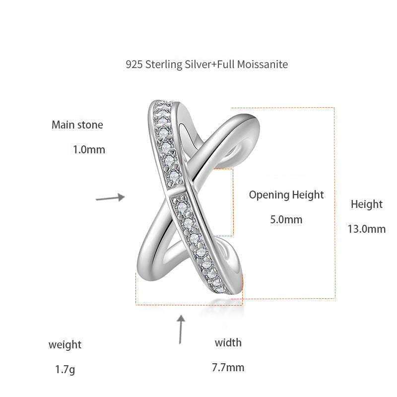 Silver plated 18K white gold ear bone clip set