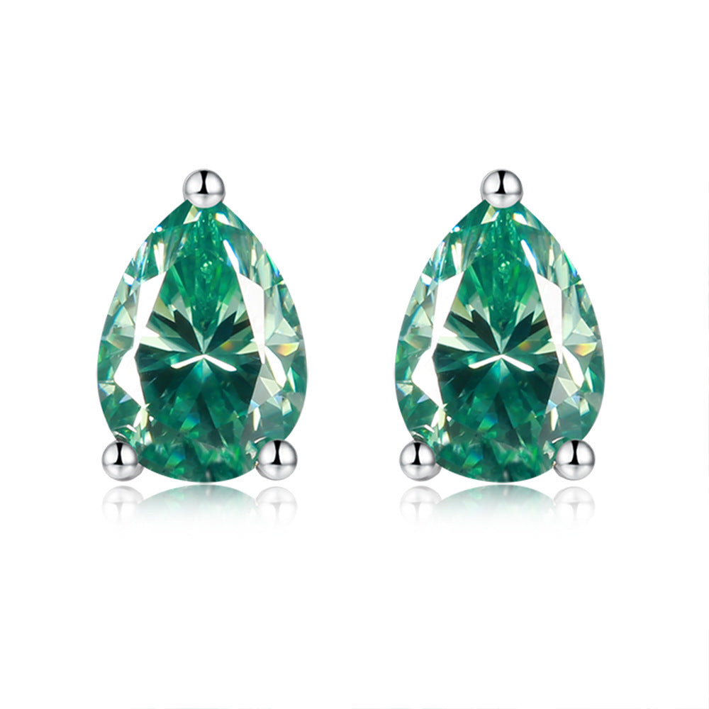 Multicolor Pear moissanite earrings