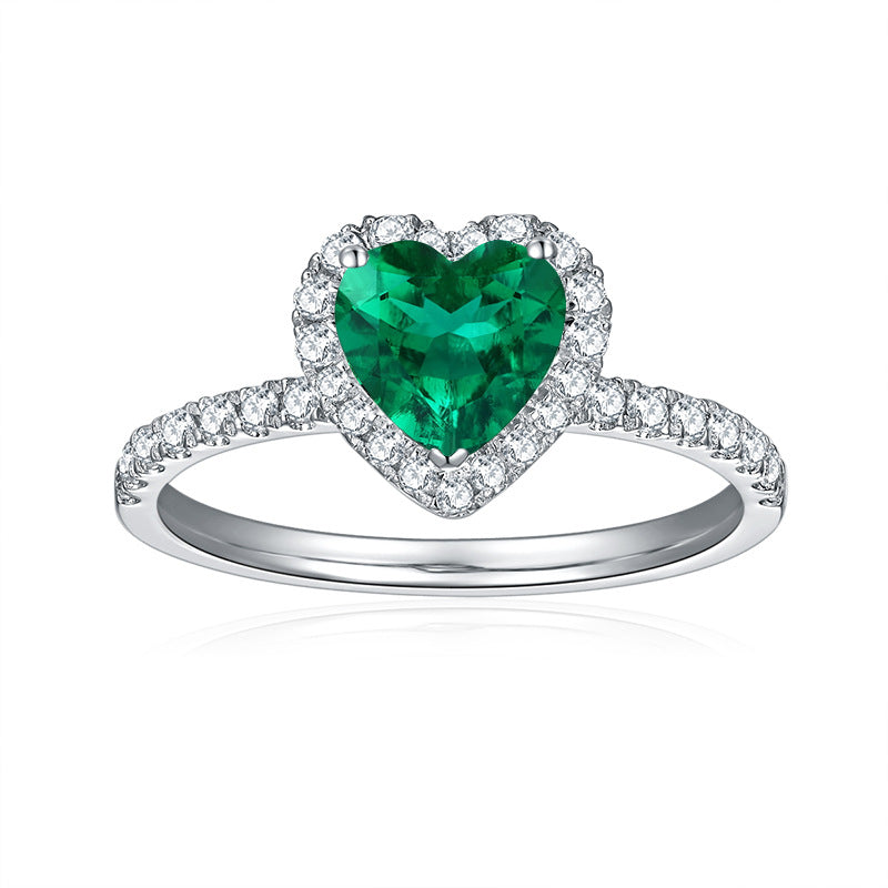Beloved Secret Realm · 1.2 Carat cultivated emerald Heart Shaped Moissanite Ring