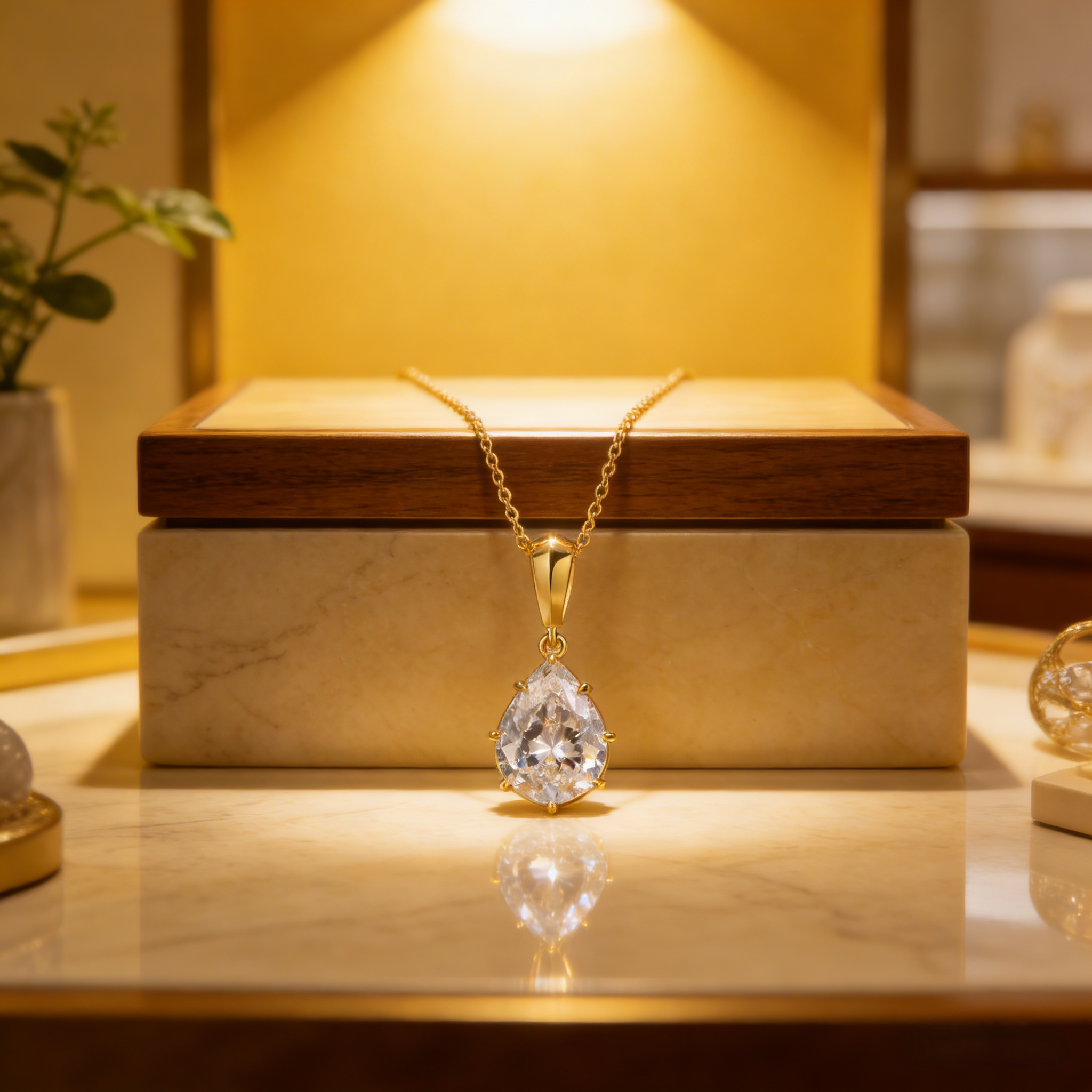 S925 silver pear shaped moissanite necklace