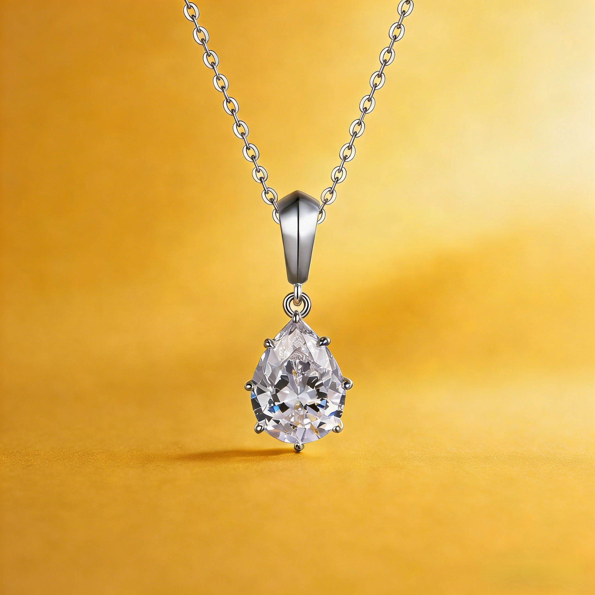 S925 silver pear shaped moissanite necklace