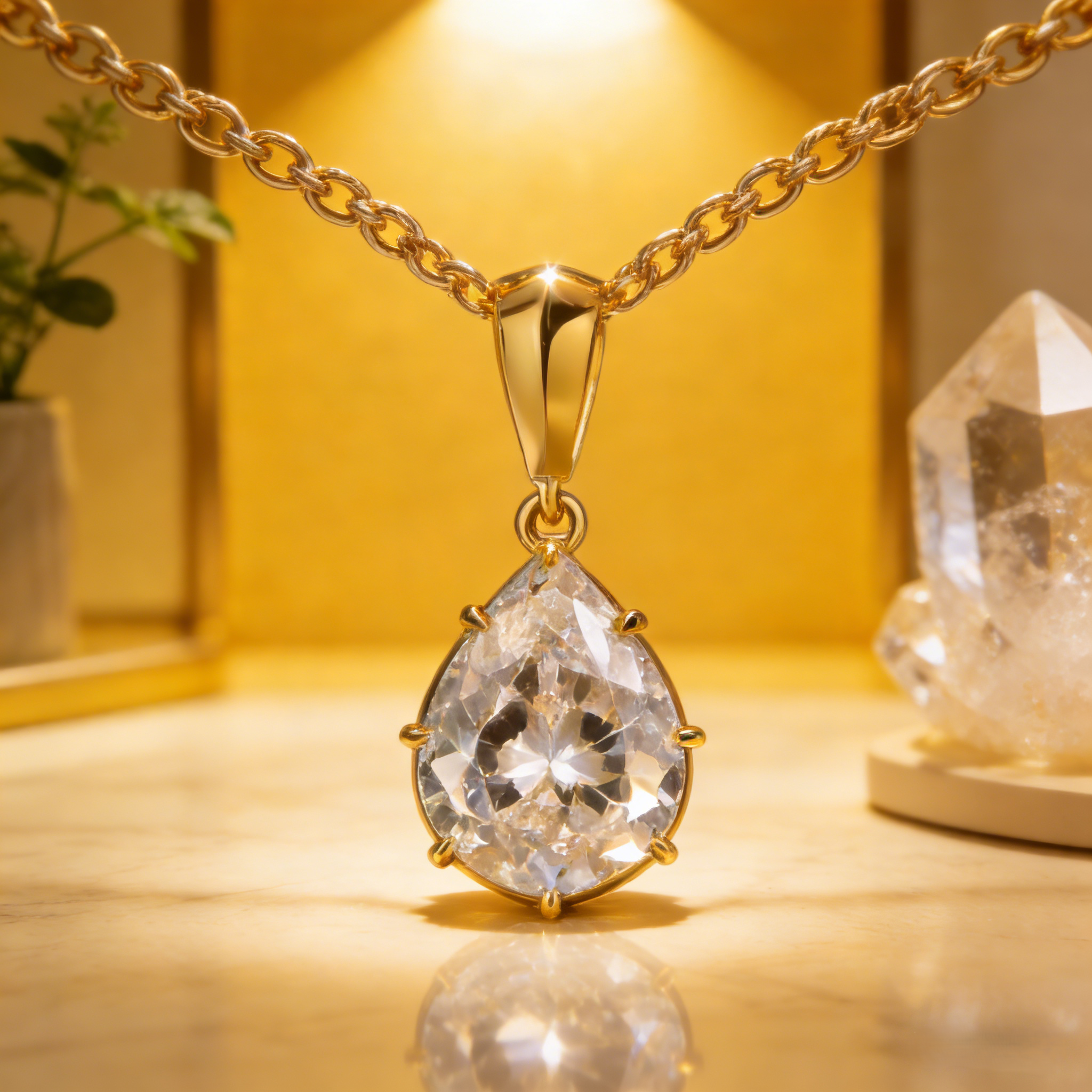 S925 silver pear shaped moissanite necklace