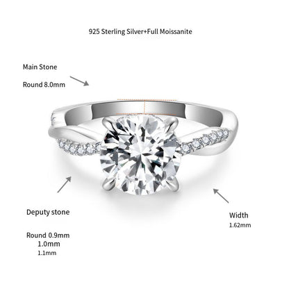 Classic Four Claw Vine Ring Wall 8.0mm2 Carat Full Moissanite Engagement Ring