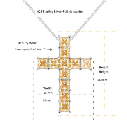 Hip hop rapper champagne gold 5.5mm square princess prince moissani diamond 925 silver necklace