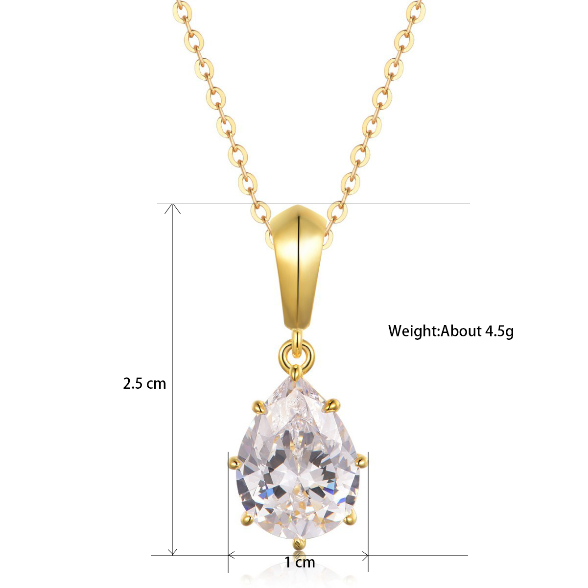 S925 silver pear shaped moissanite necklace