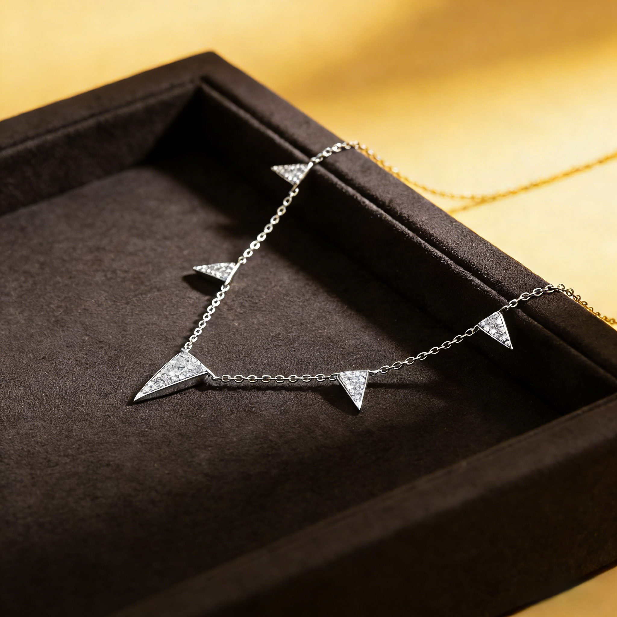 Silver plated platinum moissanite necklace geometric necklace