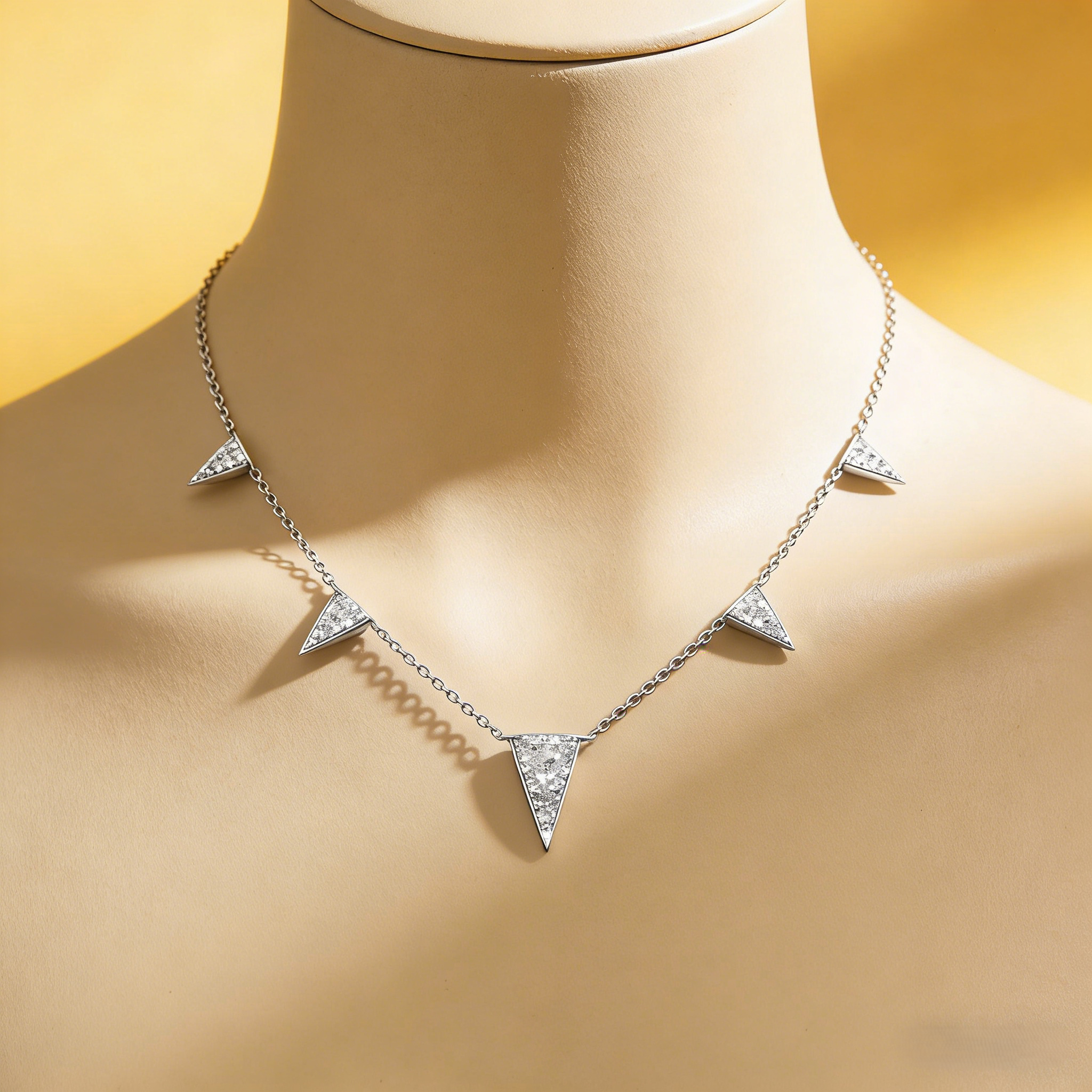 Silver plated platinum moissanite necklace geometric necklace