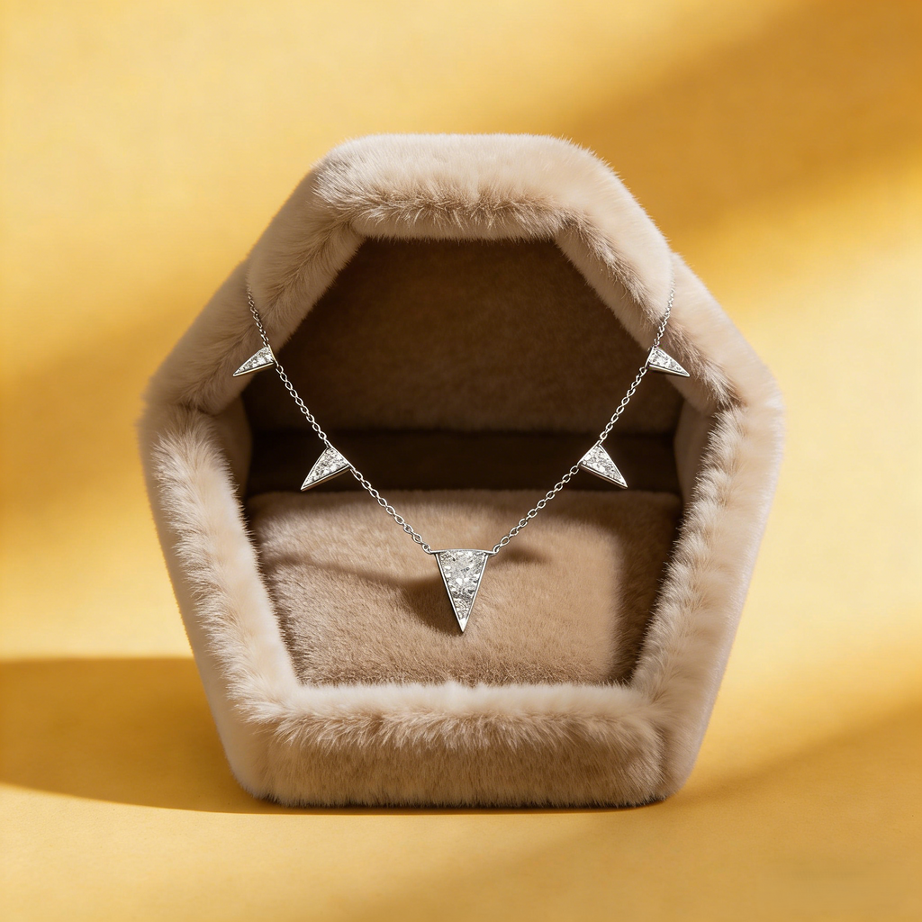 Silver plated platinum moissanite necklace geometric necklace