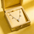 Silver plated platinum moissanite necklace geometric necklace