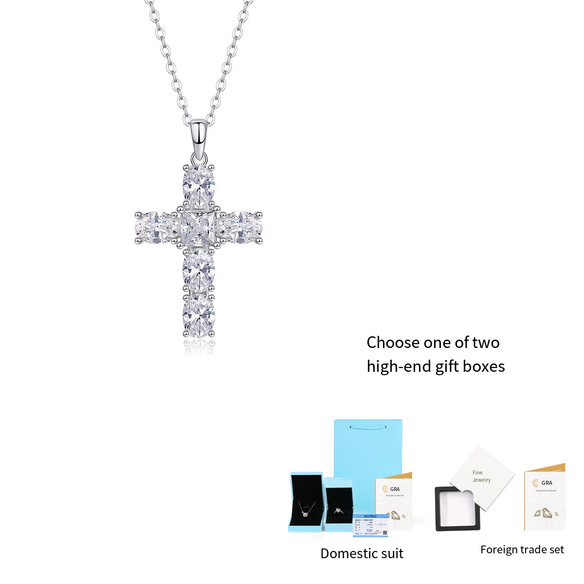 Cross s925 silver moissanite wedding pendant necklace