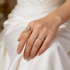 Twin Star Pear& Round Moissanite Double Ring Set