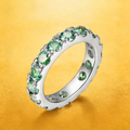 Blue green aesthetic all moissanite ring
