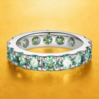 Blue green aesthetic all moissanite ring