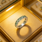 Blue green aesthetic all moissanite ring