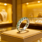 Blue green aesthetic all moissanite ring