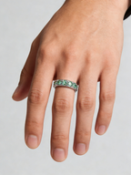 Blue green aesthetic all moissanite ring