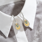 Italian craft jewelry designer earrings with natural wind design 925 silver natural olive gemstone earrings earrings