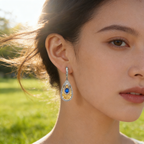 Italian craft jewelry designer earrings with natural wind design 925 silver natural olive gemstone earrings earrings