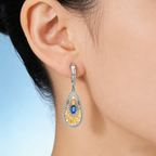 Italian craft jewelry designer earrings with natural wind design 925 silver natural olive gemstone earrings earrings