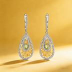 Italian craft jewelry designer earrings with natural wind design 925 silver natural olive gemstone earrings earrings