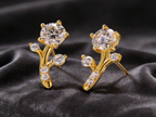 Golden branches jade leaves, moissanite earrings